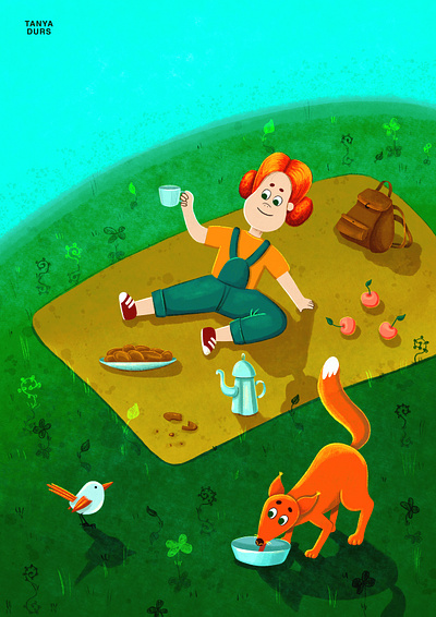 Folktale week 2021 - Feast bookillustration characterdesign childrenillustration digitalart dummybook fairytale feast folk folktale folktaleweek folktaleweek2021 fox girl illustration picturebook procreate tale