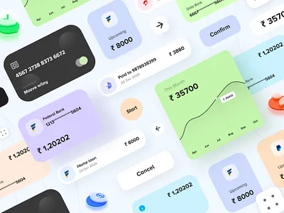 Finance App UI Elements bank cash clean exchange finance finance app fintech fintech app minimal modern money money transfer pay payment transfer