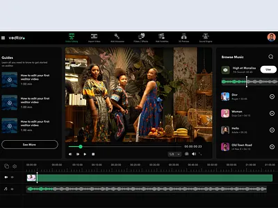 Veditor - A Collaborative Video Editor collaboaration dailui design editor software software design team ui uid ux uxui video video app video editor video web app web web app web ui web video web video editor