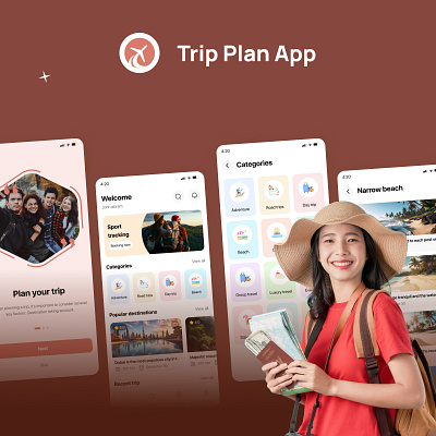 Trip Plan App branding design flutterflow graphic design illustration ui uiux ux