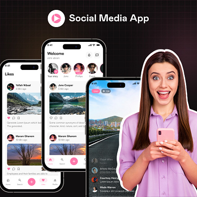 Social Media App branding design flutterflow graphic design illustration ui uiux ux