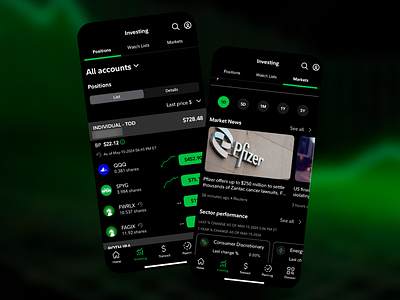 Investing Applicatuion UX/UI Design app app design application application design dark dark design dark tone design layout mobile app uder experience ui ui design user user friendly user interface ux ux design ux ui ux ui design