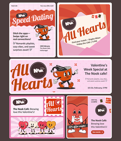 Social media marketing collaterals - Valentine's week! branding covers graphic design hearts instagram instagram posts love posts profile cover social media socialmedia valentine valentines valentines week