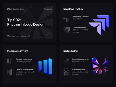 Logo Tip 002. Rhythm in Logo Design 3d animation blockchain branding icon identity infographics learn lepisov lettering logo motion saas school spline tech tip titles tutorial web3