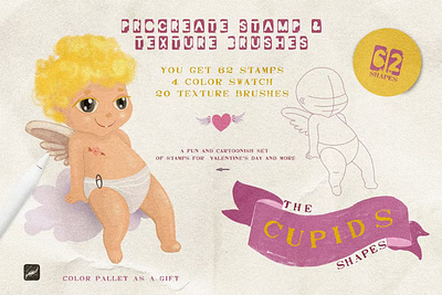 Free Baby & Cupids Procreate Stamps brush brushes cupid digital digital art love paint procreate procreate app procreate art procreate brush procreate brushes procreate stamp procreate stamps stamp stamps texture textures valentine valentines