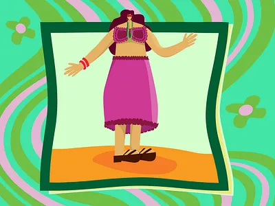 Hawaiian Girl Flat Design 2d adobe illustrator character illustration creative branding creative character design digital art fashion art flat character design groovy hawaiian party girl hippie themed illustration modern character design party girl tropical themed women illustration