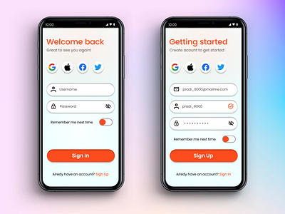 Sign Up - Sign In Page UI Design app design ui ux