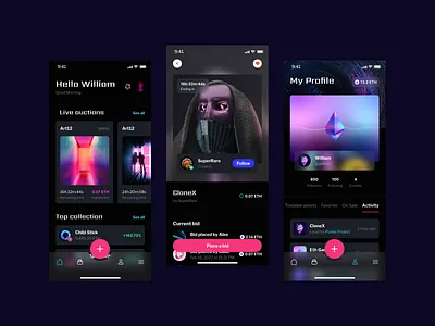 NFTleus - NFT Mobile App UI Kit app components designapp figma kit mobile nft ui ux uidesign uikit uxdesign