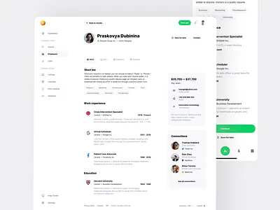 Employee Profile (CV) - Workster UI Kit for Job Boards app bio board candidate cv design desk employee example inspiration job page post profile saas ui ui kit user ux work