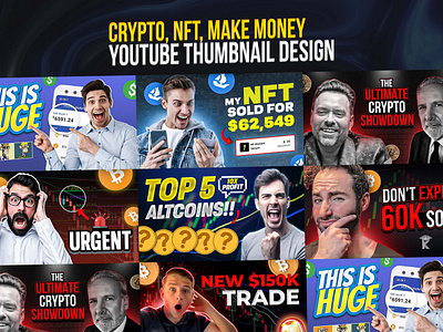 Crypto, NFT, Make Money YouTube Thumbnail Design crypto crypto youtube thumbnail cryptocurrency design make money make money online make money youtube thumbnail nft nft thumbnail nft youtube thumbnail youtube banner