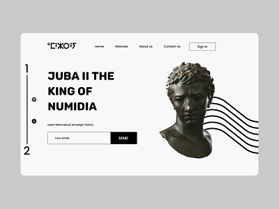 Juba the king of Numidia 3d adobe xd antiquity history art design figma flat graphic design greek history illustration landing page minimal museum of art sculpture ui ui kits ux virtual museum