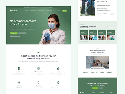 Medicof - Virtual Medical Demand Care Landing Page care clean design doctor green health healthy hospital landing page landingpage medic medical minimalist ui ux web web design webdesign website