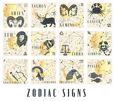 Zodiac signs ai design graphic design illustration signs vector zodiac zodiac signs