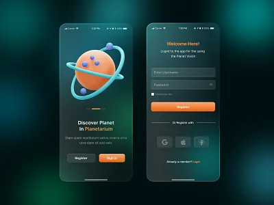 Glassmorphism Onboarding 3d app behance dailyui design figma glassmorphic glassmorphism illustration mobileapp onboarding planet space trending trending2022 ui