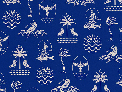 Cutting Room Floor bird fish gin hero illustraiton kingfisher liquor minimal palm tree sun vintage wings