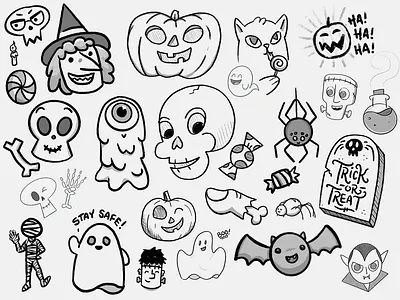 Universal Kids Sketches campaign candy design ghost halloween handdrawn illustration kids photoshop skull vampire