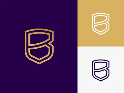 B Shield b b monogram brand identity branding flat gold guard insurance letter b logo metallic monogram shield vector
