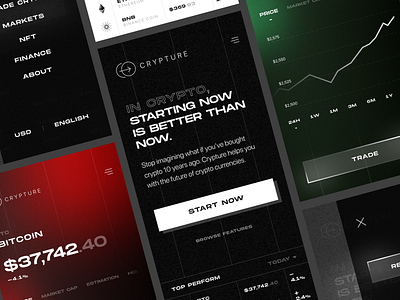 Crypture | Crypto future bitxoin btc chart crypto dark theme eth ethereum fintech formal formal ui graph