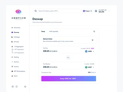 Deswap blockchain crypto defi design swap ui web web3
