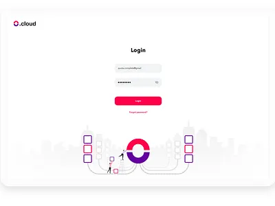 omuni cloud login design backend services branding illustration login design saas ui ui design visual design