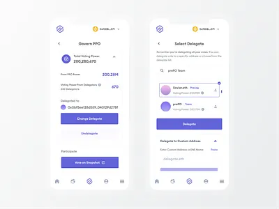 PPO Governance blockchain crypto defi delegate design governance ui vote web