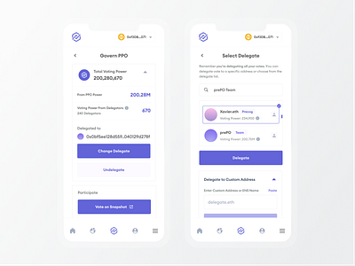 PPO Governance blockchain crypto defi delegate design governance ui vote web