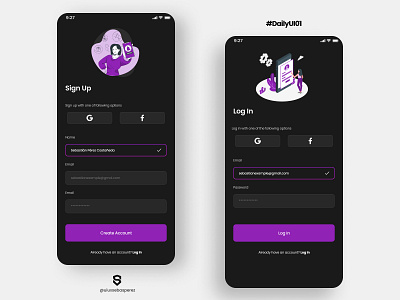 #DailyUI 001 | SignUp Page app mobile dailyui dailyui001 design mobile app design ui design ux figma log in design log in page sign up design sign up page ui ux