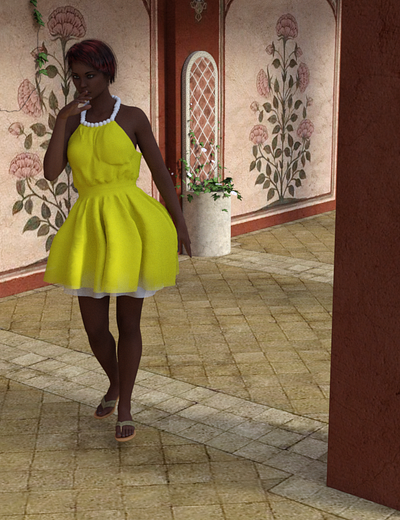 3D model woman in yellow with background 3d design graphic design illustration