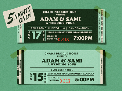 Wedding Tour Tickets album concert concert ticket female designer invitation los angeles music poster retro design show ticket tickets train ticket typography vintage ticket vintage typography vintage wedding wedding wedding invitation wedding invitations wedding invite wes anderson