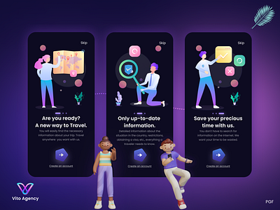 Travel Guide Application Onboarding iOS 3d 3d renders agency animation app application design development free graphic design illustration ios onboarding product design travel guide trends ui uikit ux uxui design