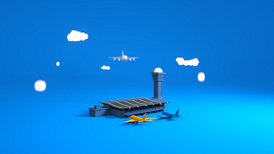 3D project of the airport building 3d aeroplane air airport animation aviation flight plane travel