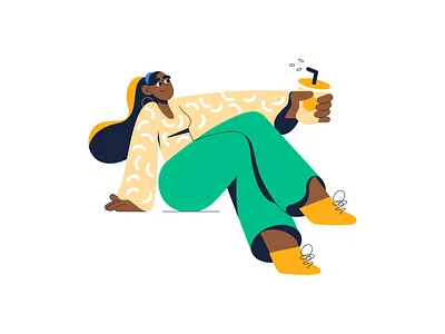 Woman with juice branding character character style flat design illus illustration illustrator juice vector woman woman sitting