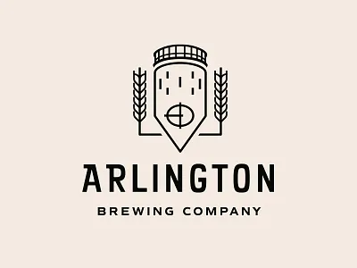 Arlington - Brewery Logo barley beer branding brewery brewing building can craft beer fermenter historic hop icon illustration logo packaging water tower wheat