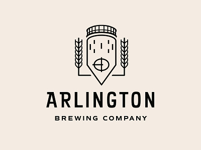 Arlington - Brewery Logo barley beer branding brewery brewing building can craft beer fermenter historic hop icon illustration logo packaging water tower wheat