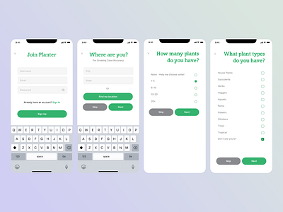Planter Sign Up app branding design graphic design ios mobile signup ui ux