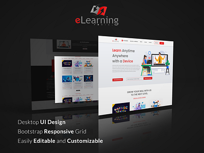 E-Learning Landing Page branding design elearning landing page minimal ui ui design uiux user interface ux ux design website