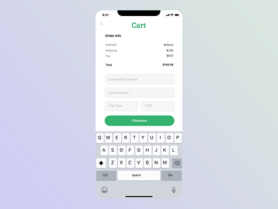 Checkout Page app branding cart checkout design graphic design ios mobile ui