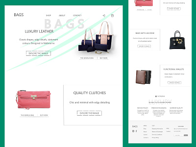 Bag shop landing page Design anik bag bag store business buy clean company website ecommerce home page landingpage luxury market place minimal modern product shop shop store uiux design web website