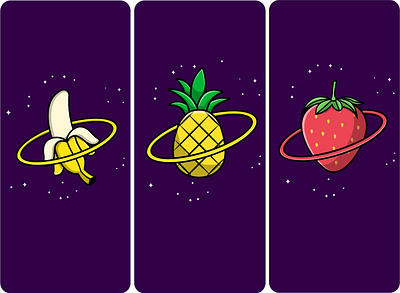 Fruit Planet banana cosmos galaxy pineapple plant space strawberry universe vegan