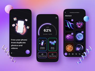 Phone Cleaner & Charger App app app design battery booster charger cleaner figma files ios design junk memory minimal mobile optimize phone remove service trash ui ux