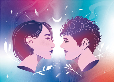 Universe gifts astro colorful cosmic girls illustration lgbt love vector