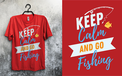 Keep Calm and Go Fishing T-Shirt Vector graphic