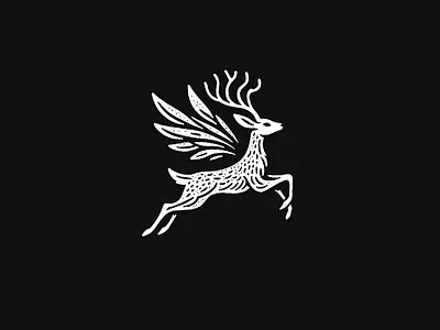 Winged Deer Logo animal black brand branding deer design elegant graphic design identity illustration logo logo for sale minimalist sale vector white wild wings
