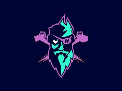 HitboTC Cursed Captain Logo bones cartoon hitbotc illustration jolly roger logo mascot merch pirate pirate logo pirates sea of thieves skull streamer twitch vintage