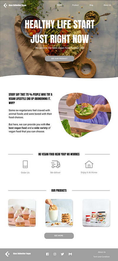 Landing Page for a Healthy Vegan Website healthy food landing page typography ui vegan website