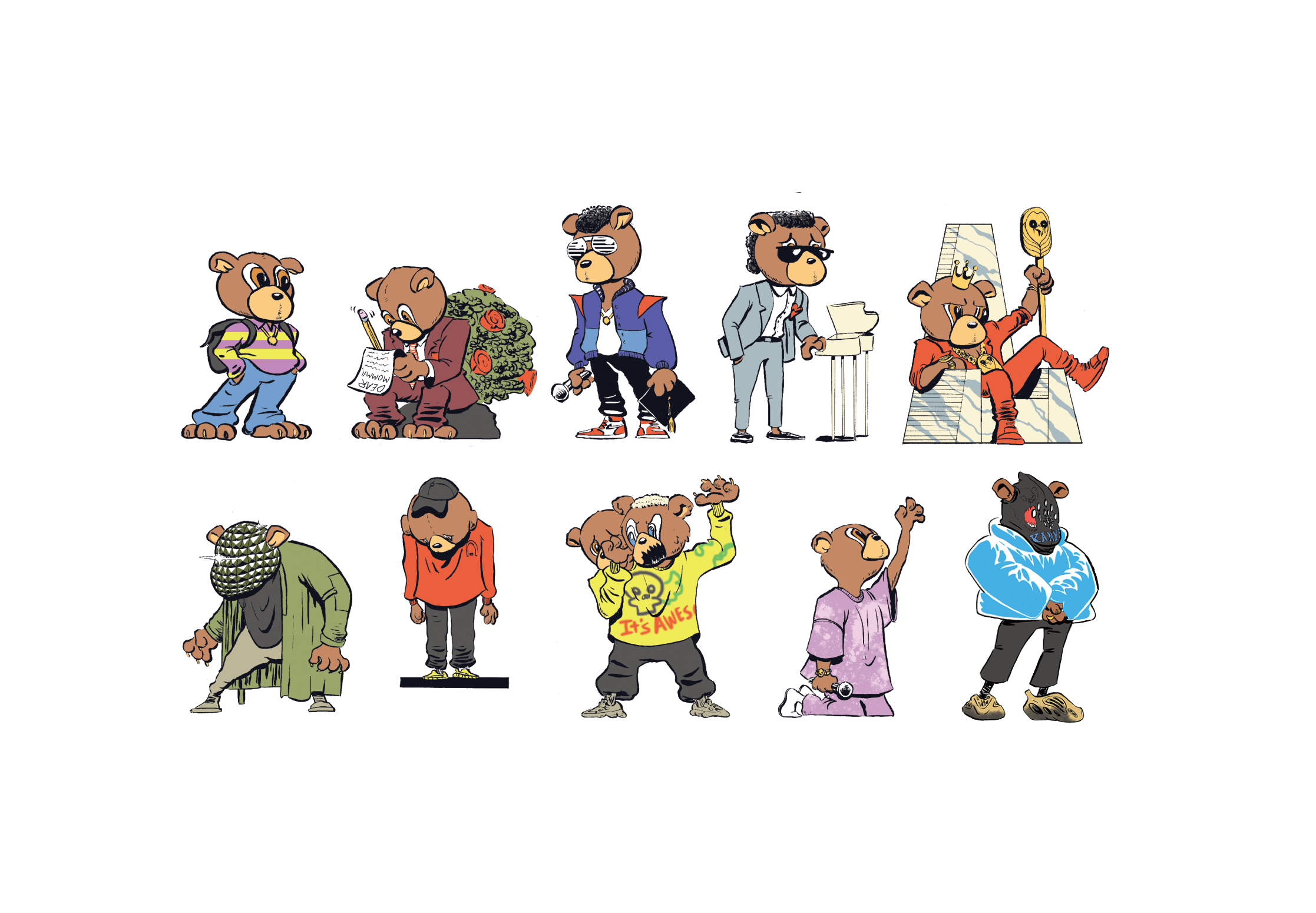 Example of Kanye West Album Eras Character Lineups