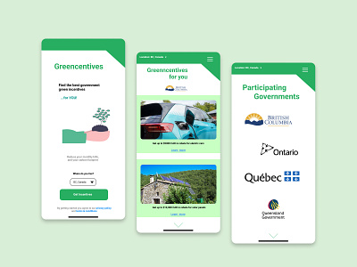 Greencentives - Find local green incentives government green incentives mobile sustainability ui ux