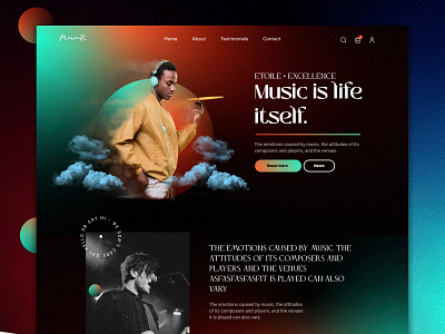 Music Landing Page artist band elegant landing page music music blog music player musician play player playlist pop radio singer song songs spotify talent ui web