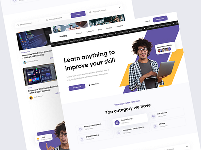 learny - Online Course Landing Page clean course design landingpage learn learning online course study ui uiux ux web web design website