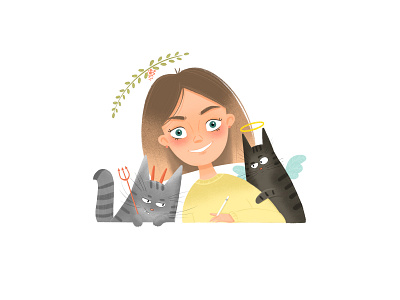 Self portrait ❤️ avatar behance branding cat cats charactersdesign childrensbookillustrator cute design face funny graphic design illustration illustrator logo portrait project support ui